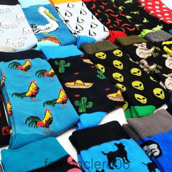 Calcetines para hombre, moda, comida fresca, Animal, extraterrestre, Hip Hop, equipo divertido callejero, hombres felices, Harajuku Divertidos, monopatín, Chaussette A46U