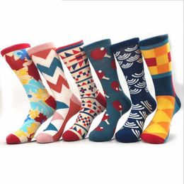 Chaussettes longues en coton pour hommes, bas géométriques colorés, vente en gros, chaussettes de styliste pour hommes, DHL gratuit YL984-B