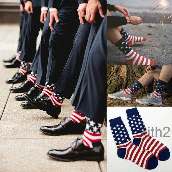 Calcetines para hombre Hombres Bandera estadounidense Patriótica Estrellas Rayas Crew T3IV