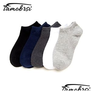 Mens Socks Mens Socks 5 Paren Solid Classic Casual Travel Business Work White Black Invisible Short Style Lot Pack Gifts For Men 100 Dhdeg