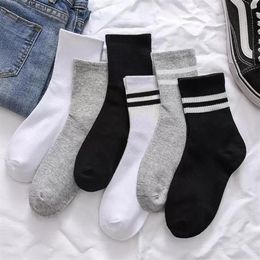 Chaussettes longues en coton multicolores et blanches pour hommes, maille solide, pour toutes les tailles, printemps et été, 261J