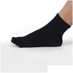 Calcetines para hombres al por mayor- 1pair otoño invernal de estilo cálido unisx hombres mujeres cinco dedos de algodón puro calcetín 5 colores negros/blanco/gris/azul marino d otn4v