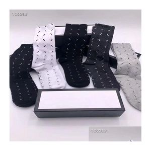 Chaussettes pour hommes Fashion Luxury Luxury Sport G Style Style Stripe Sports Basketball Sock pour hommes et MS 5PCS / Lot Designer avec boîte Otidg
