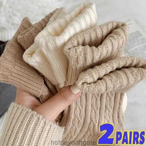 Herensokken Winter Kasjmier Wol Voor Vrouw Effen Japanse Stijl Harajuku Retro Lange Vrouwen Meisjes Thermische Streetwear Crew Sok