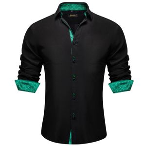 Mens vaste zwarte en groene controle paisley polyester shirts luxe mannen kleding bruiloft feestjurk katoen shirt blouses 240520