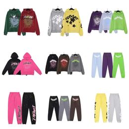 Sp5der Sweat à capuche pour homme à sweat à sweat à capuche Sp5der Young Thug 555555 Pullover Pink Pinky Sweat-shirt Sweats Sweats Sweets Sport de survêtement en vrac de qualité supérieure