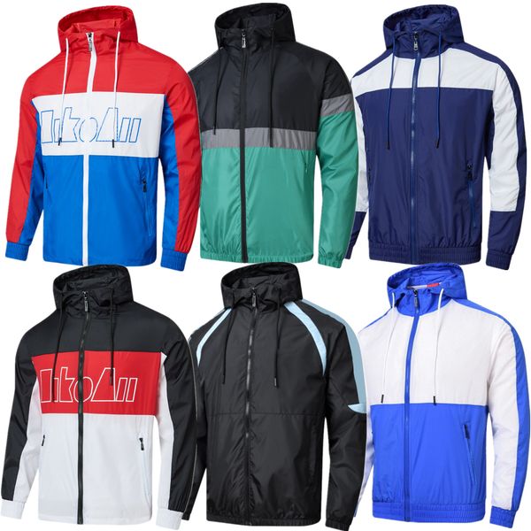 Vestes pour hommes Jersey à capuche sport coupe-vent veste de course mode de rue manteaux d'extérieur multicolores costume d'entraînement de football M-4XL taille asiatique veste mince