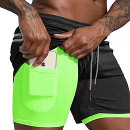 Shorts de sport pour hommes Cool Sportswear Double-Deck Running Shorts Summer 2 in 1 Bottoms Casual Fitness Training Jogging Pants courts 240423