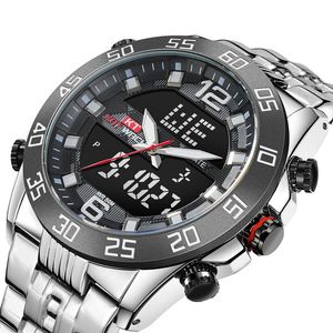 Mens Sport Watch Led Silver Big Face Waterproof Wrist Male Watches Clock Relogio Masculino