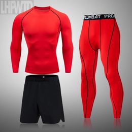 Deportes para hombre Fitness Ropa interior de compresión de invierno Traje Entrenamiento de baloncesto Correr Camiseta de manga larga Pantalones Conjuntos 240318