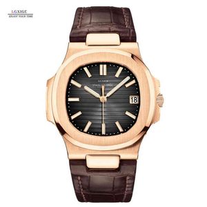 Reloj deportivo para hombre, marca de lujo, vestido dorado, reloj de pulsera con calendario brillante de acero inoxidable