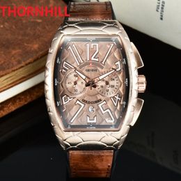 Mens sportives montre Montre de Luxe Multi-fonctionnelles montre-bracelettes de forme ovale en quartz de mouvement Horloge Wristwatch Chronograph Super Lum 262N