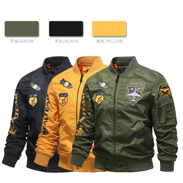 MENS Spring and Automne Thin Army Green Black Yellow Motorcycle Pilot Pilot Baseball Uniforme Veste Sports Veste Hip Hop Style 240402