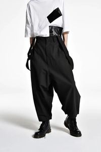 Pantalons à jambes larges pour hommes, salopette ample, décontractée, grande taille, bretelles japonaises Yamamoto vent, printemps et automne, 240305