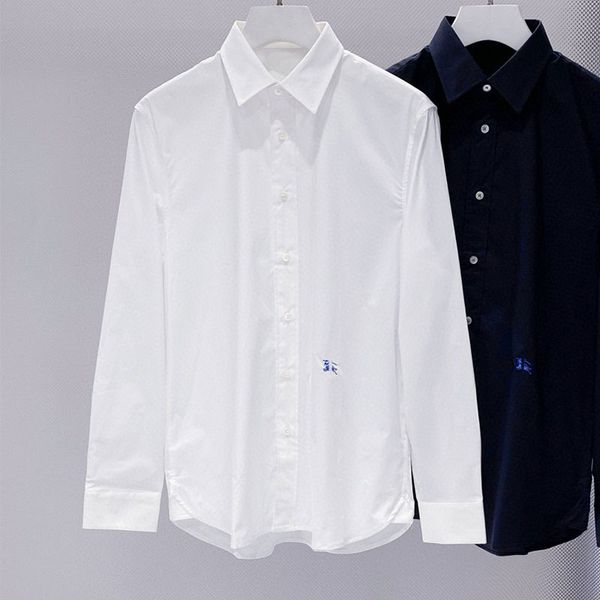 Camisa formal de popelina de algodón EKD a cuadros con diseño de caballero ecuestre bordada para primavera y verano para hombre Camisa de manga larga Camisas sobrecamisas de moda