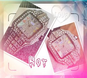 Mens Square Face 3 Stiches Design Watches Japan Quartz Beweging Klok roestvrijstalen riemriem luxe diamanten Ring President goed uitziende horlogegeschenken