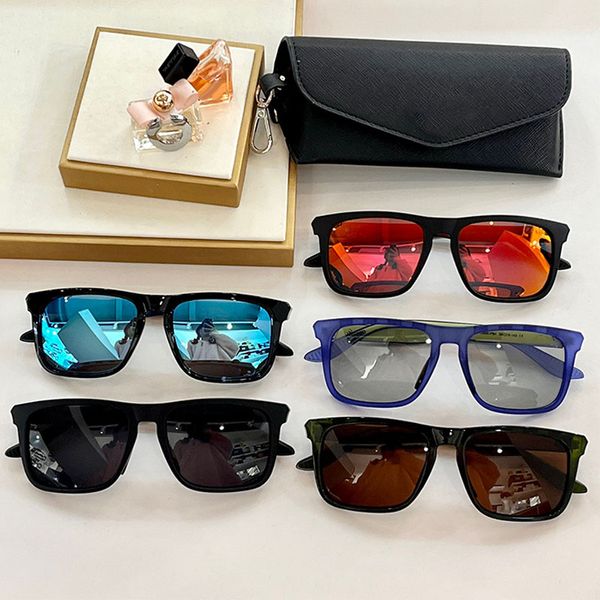 Lunettes de soleil de sport carrées pour hommes PR7526 Designer Womens Plate Black Frame Mirror Frame High Grade Contrast Color Mirror Legs Fashion Colorful Outdoor