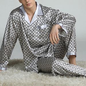 Heren Vlek Zijden Pyjama Sets Pyjama Mannen Nachtkleding Moderne Stijl Gedrukt Zijden Nachtjapon Thuis Mannelijke Satijn Zacht Gezellig Slapen Pyjama 240318