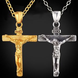 Heren Rvs Kruis Ketting Goud Zilver Jezus Hanger Kettingen Mode Hip Hop Jewelry248N