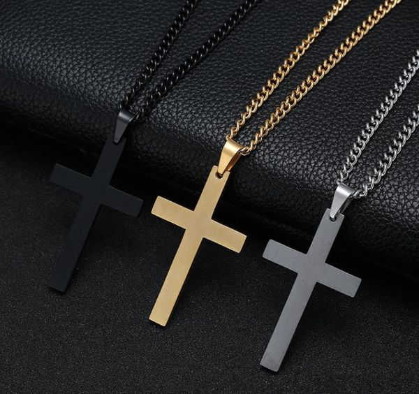 Hommes en acier inoxydable croix pendentif colliers fournitures de fête hommes Religion foi Crucifix charme titane aciers chaîne pour femmes mode bijoux cadeau SN4844