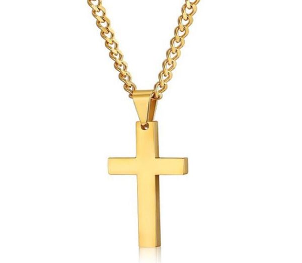 Hommes en acier inoxydable croix pendentif colliers fournitures de fête hommes Religion foi Crucifix charme titane acier chaîne pour femmes Fash9773755
