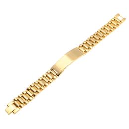 Heren Roestvrij staal Hip Hop Style Link Armbanden Gold Silver Watch Band Bracelet Fashion Punk Jewelry 15mm 21mm251p