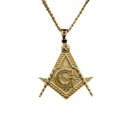 Mens roestvrij staal ma illuminati symbool Mason hanger ketting verguld met Cubaanse ketting voor mannen dames256D202E4365135