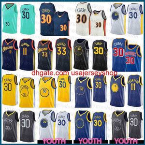 Mens State S-2xl Basketball Jersey Stephen 30 Curry James 33 Wiseman Klay 11 Thompson White