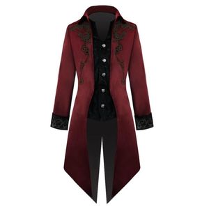 Heren Steampunk Gotische jas met lange mouwen corduroy knop Vintage Victoriaanse Tailcoat Tuxedo Uniform Party Halloween Kostuum Coat Men's Trench
