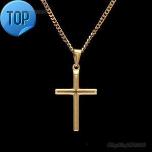Mens acier croix pendentif collier or chandail chaîne mode hip hop colliers bijoux