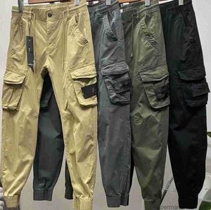 Mens Stones Patches Island Vintage Cargo Pants Designer Big Pocket Salopettes Pantalons Track Pant Sweaterpants Leggings Long Sports Tidal flow design 639ess