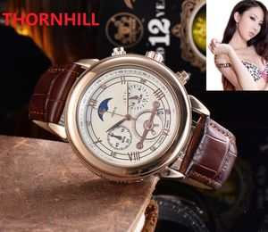 Heren Stopwatch Horloges 40mm Lederen Strap Boutique Polsband Kalender Designer Montre de Luxe Mannen Mode Horloge Gift