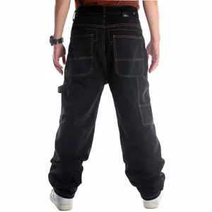 Mens Straight Loose Fit Hip-Hop Jeans Skateboard Casual Street Dance Hip Hop Jeans Denim Pantalon Grandes poches Broderie Plus Taille G3me #