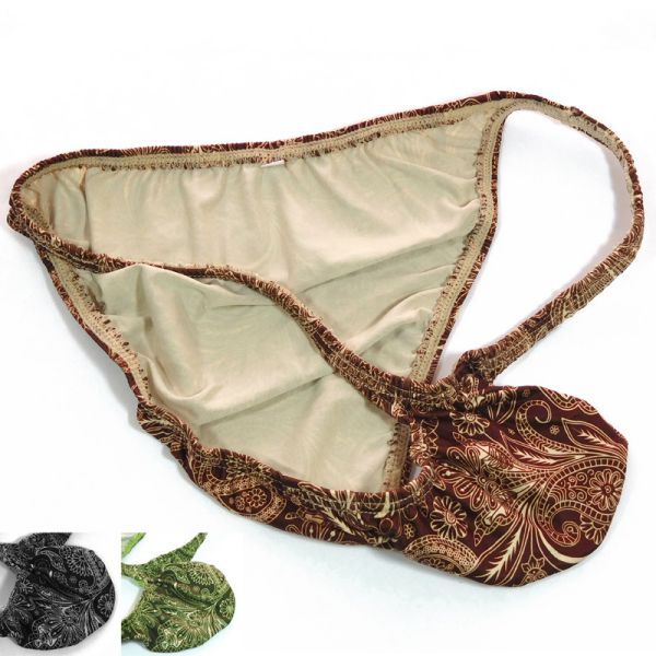 Mens String Bikini Fashional Panties Bulge Contoured Pouch Classique Paisley Imprimé G7034 Doux Confort sous-vêtements pour hommes