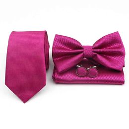 STREPED POLYESTER STREPED POLYESTER BOWTIE PACKET Square manchetknopen Sets Stremmerijen Bow Tie zakdoek Cuff Links Lot vier delige set Y1229