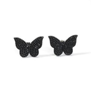 Boucles d'oreilles papillon en argent pour hommes et femmes, bijoux Hip Hop à la mode
