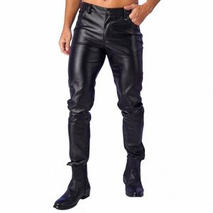 heren stijlvolle latex lederen broek skinny motorfiets stijl lg broek gotische strakke broek voor club rock podiumprestaties mannetjes s83z #