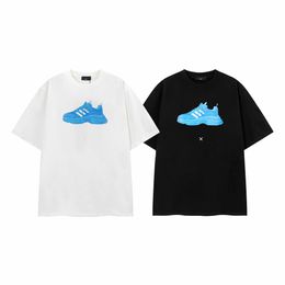 T-shirts pour hommes Paris 1BT2 t-shirt représentent surdimensionné blanc Stéréo Silicone Imprimer Dad Shoes Graphic Top chemises de créateurs pour hommes designer Tees Vêtements Vêtements