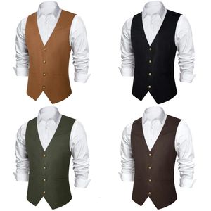 Heren Suede Leather Vest Vintage Cowboy -stijl Mouwloze jas Slim passen