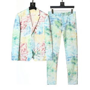 Traje para hombre Diseñador de moda Blazers Hombre Clásico Casual Graffiti impresión de letras Trajes de lujo Chaqueta Marca Manga larga Traje delgado Abrigos Pantalones