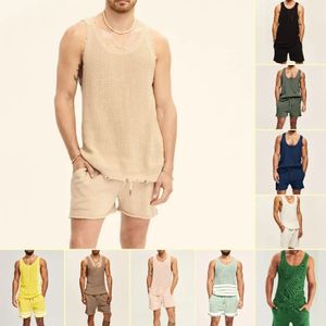 Costume pour hommes Ensembles de top à manches en tricot sans manches shorts de street de street-street de mode décontracté 240517
