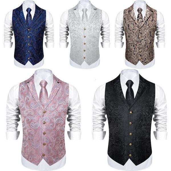 Costume pour hommes gilet noir argent paisley floral gothique gothique robes robes victorien set tampon pour le mariage 240507