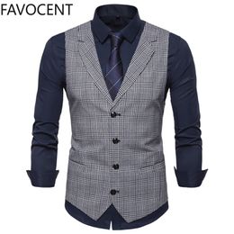 Hommes Costume Gilet De Mode Slim Fit Mince Plaid Hommes Gilet Tops Slim Business Gilet Gilet Homme Angleterre Style Mâle Loisirs Costumes 220704