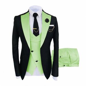 Heren Pakken 3 Stuk Piek Etiket Slim Fit Smoking Party Suits Bruidegoms Mannen Pakken Voor Weddi Voor Bruiloft 2021 Blazer + Vest + Broek I8Dn #