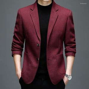 Costumes d'automne pour hommes, Blazer d'affaires, mode coréenne, tendance, couleur unie, mélange de laine, veste Slim de haute qualité, 4xl