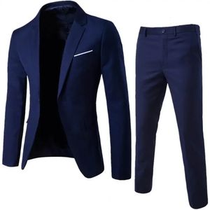 Costumes pour hommes Blazers 1 ensemble de veste et pantalon pour hommes couleur unie à manches longues ultra-mince adapté aux vêtements de poche à boutons de température d'encolure de tourniquet 231118