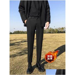 Trajes para hombres Blazers 2023 Pantalones casuales de otoño de primavera Men delgados delgados delgados Fit de algodón elástico algodón Negocio Classic Korean pantalones Mal Dhqh8