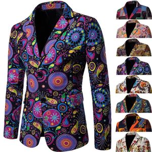 Trajes para hombre Blazers Otoño Hombres Blazer Características africanas Estampado Cuello vuelto Un solo pecho Traje de solapa delgada Chaqueta Ropa de calle veste homme 231110