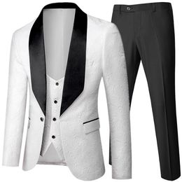 Costumes pour hommes Blazers Banquet Processus de gaufrage de plumes Designer Blazer Veste Pantalon Gilet Costume Manteau Gilet Pantalon 3 Pcs Robe Ensemble 221121