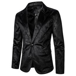 Trajes para hombre Blazers Blazer Textura de grano Bolsillo estampado SingleButton Casual Night Club Bar Etapa Boda Conferencia Cena Desgaste 230904